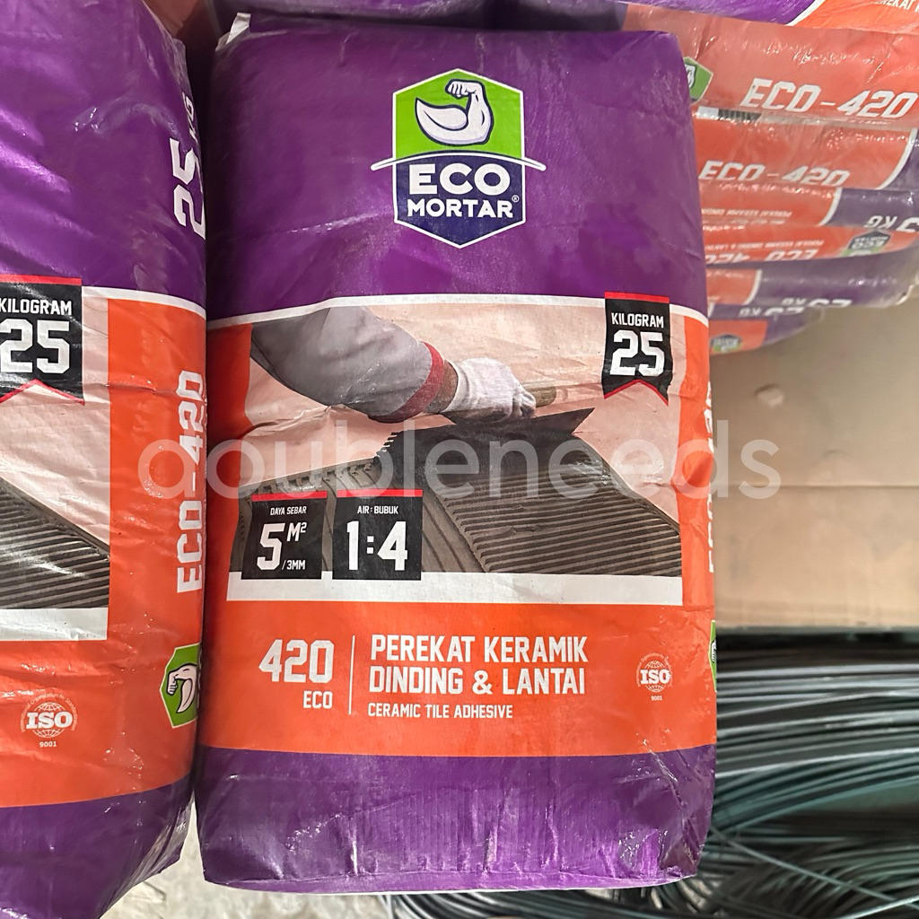 ECO 420 SEMEN PEREKAT KERAMIK DINDING & LANTAI 1SAK 25kg / SEMEN MORTAR INSTANT PEREKAT KERAMIK