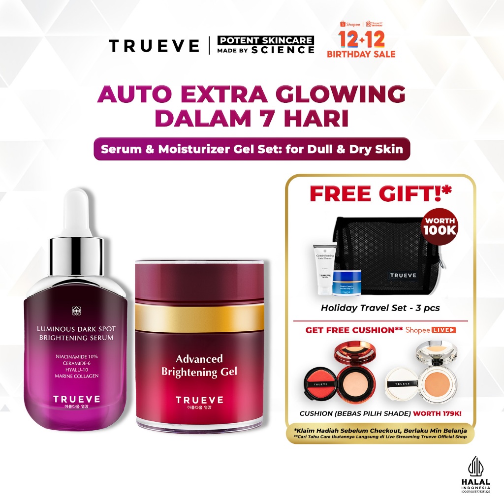 TRUEVE Serum & Moisturizer Gel Set: For Dull & Dry Skin