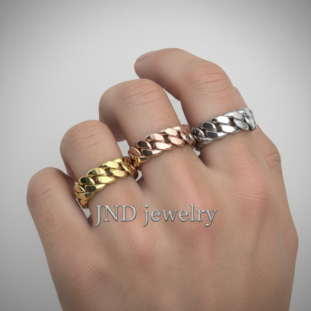 Cincin Rantai Pria Wanita – Gold Rosegold Silver | Cincin Fashion Tebal Premium Suasa Asli | Ring Ko
