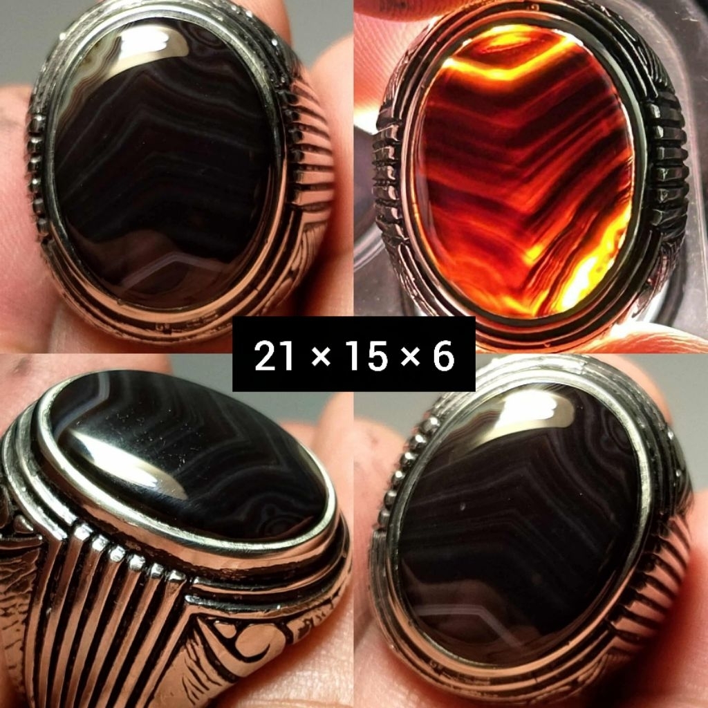 EST. JARI 8 - 9 NATURAL CINCIN BATU AKIK YAMAN WULUNG JUNDER
