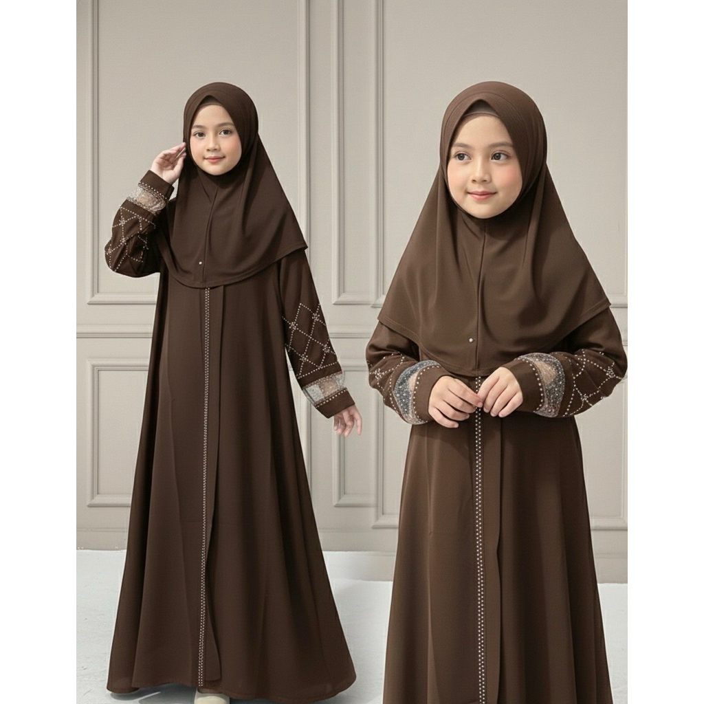 Haura Kids Gamis Anak Tanggung Remaja Umur 5-15 Tahun Bahan Marbela Anti UV Mewah Baju Lebaran Anak 