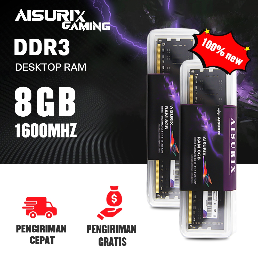 AISURIX Memory Ram Desktop DDR3 8GB 1600MHZ 1.5V Desktop RAM DDR3 DIMM Memory for PC / AISURIX