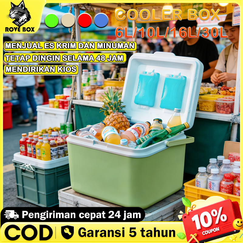 Cooler Box 6/10/16/30L  Pendingin Kotak Beku Tetap Segar Portabel Mengawetkan es batu pasar minuman