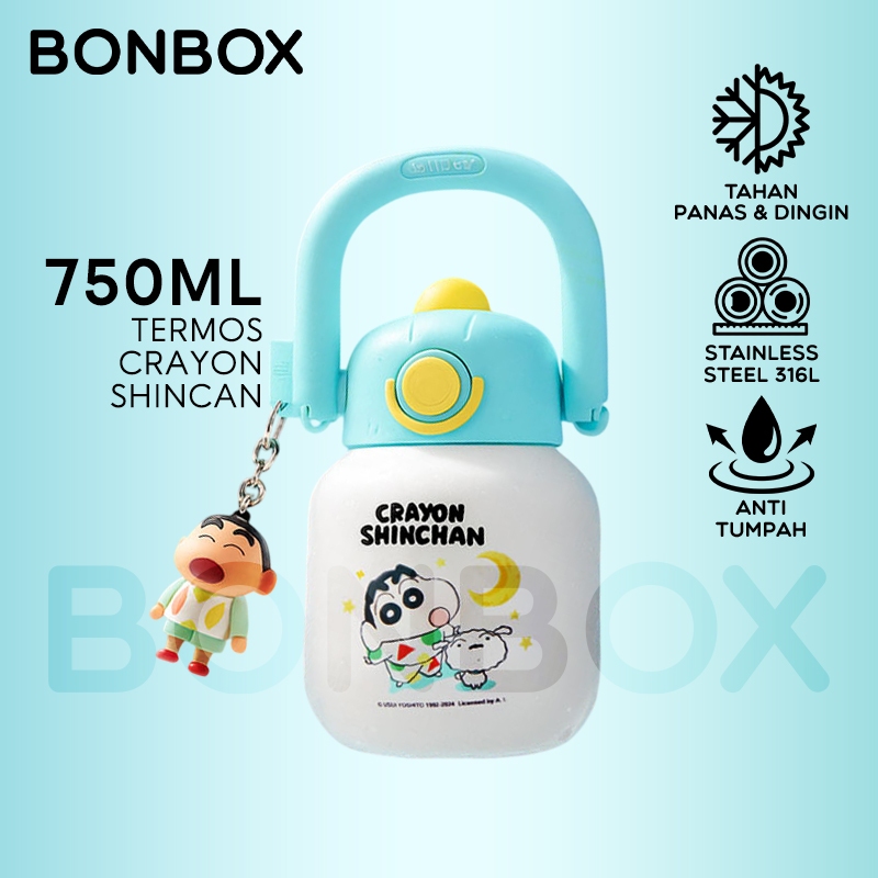 [100% ORI] BONBOX Special Edition Tumbler Vakum Termos 750ML Crayon Shinchan - Tahan Panas & Dingin 