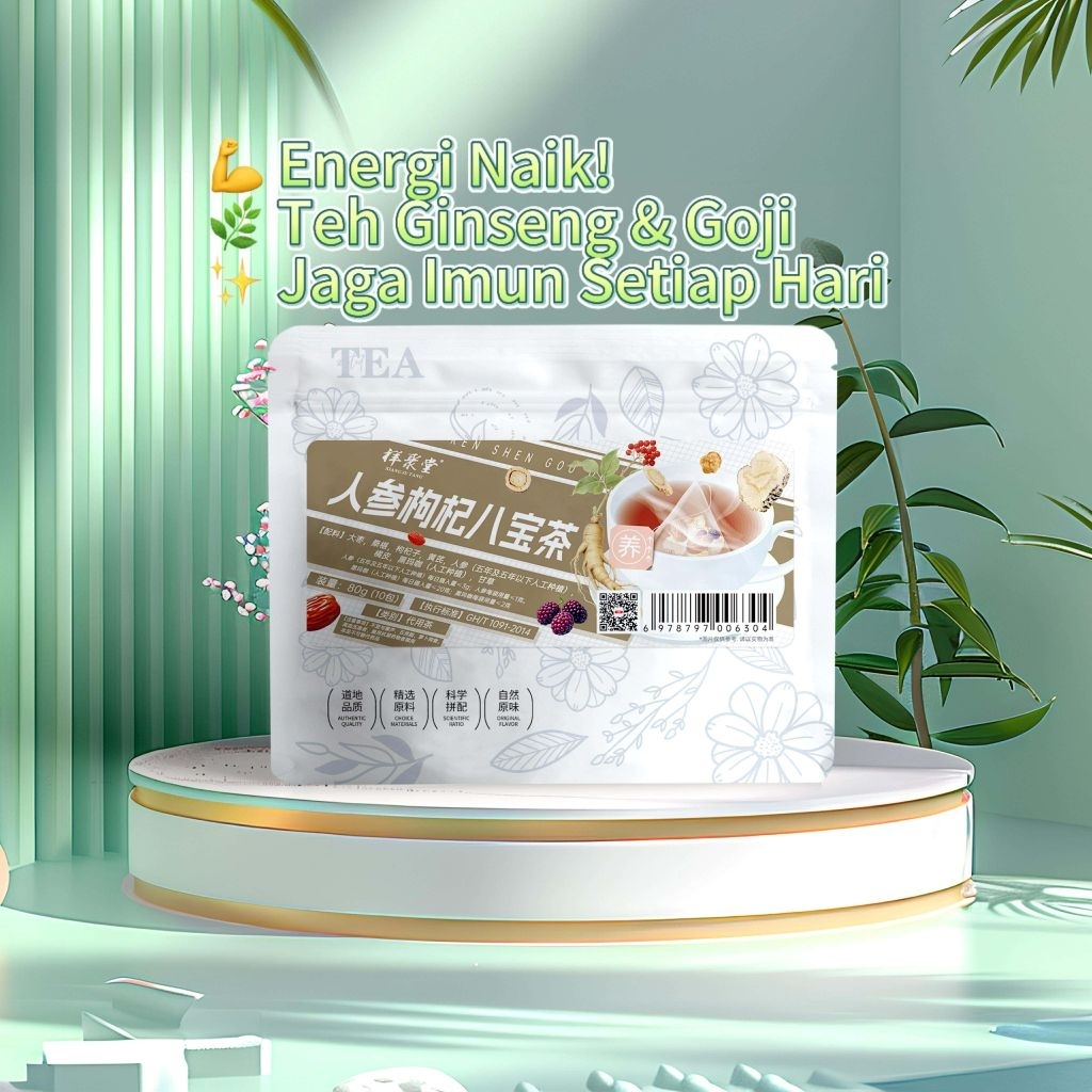 Teh Herbal 8 Khasiat — Ginseng & Goji Berry untuk Energi & Imun teh herbal  teh ginseng goji berry t