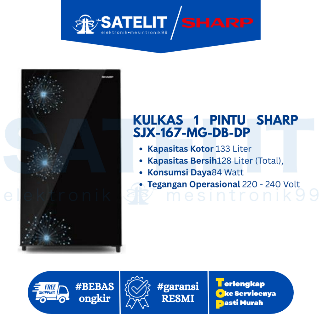 KULKAS / REFRIGERATOR / LEMARI ES SHARP 1 Pintu SJX167MG DB DP
