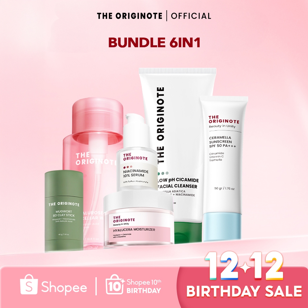 Special Bundle 6in1 The Originote Paket Skincare Micellar Water Facial Cleanser Serum Moisturizer Su