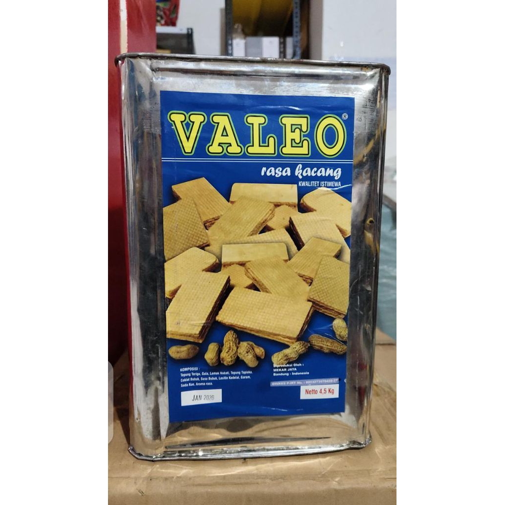 wafer kacang valeo 1 kaleng blek 4.5 kg order wajib pake bubble wrap