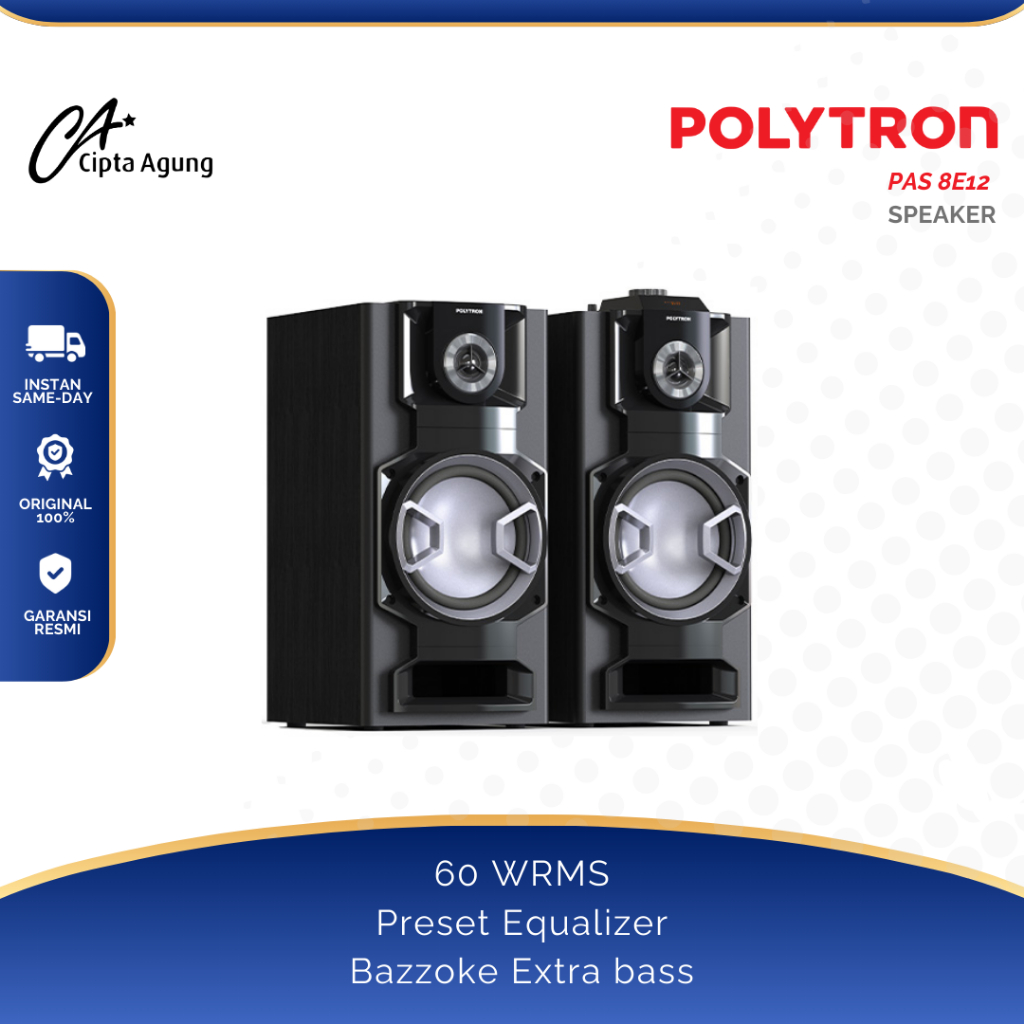 POLYTRON SPEAKER ACTIVE POLYTRON PAS-8E12 PAS 8E12 PAS8E12 PAS 8 E 12 PAS 8E 12 GARANSI RESMI 8 INCH