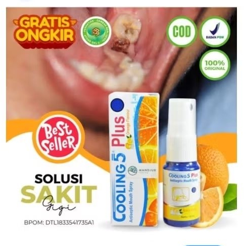 (PROMO) Cooling5 Plus Orange Obat sakit gigi ngilu, sariawan, radang tenggorokan, tenggorokan gatal 