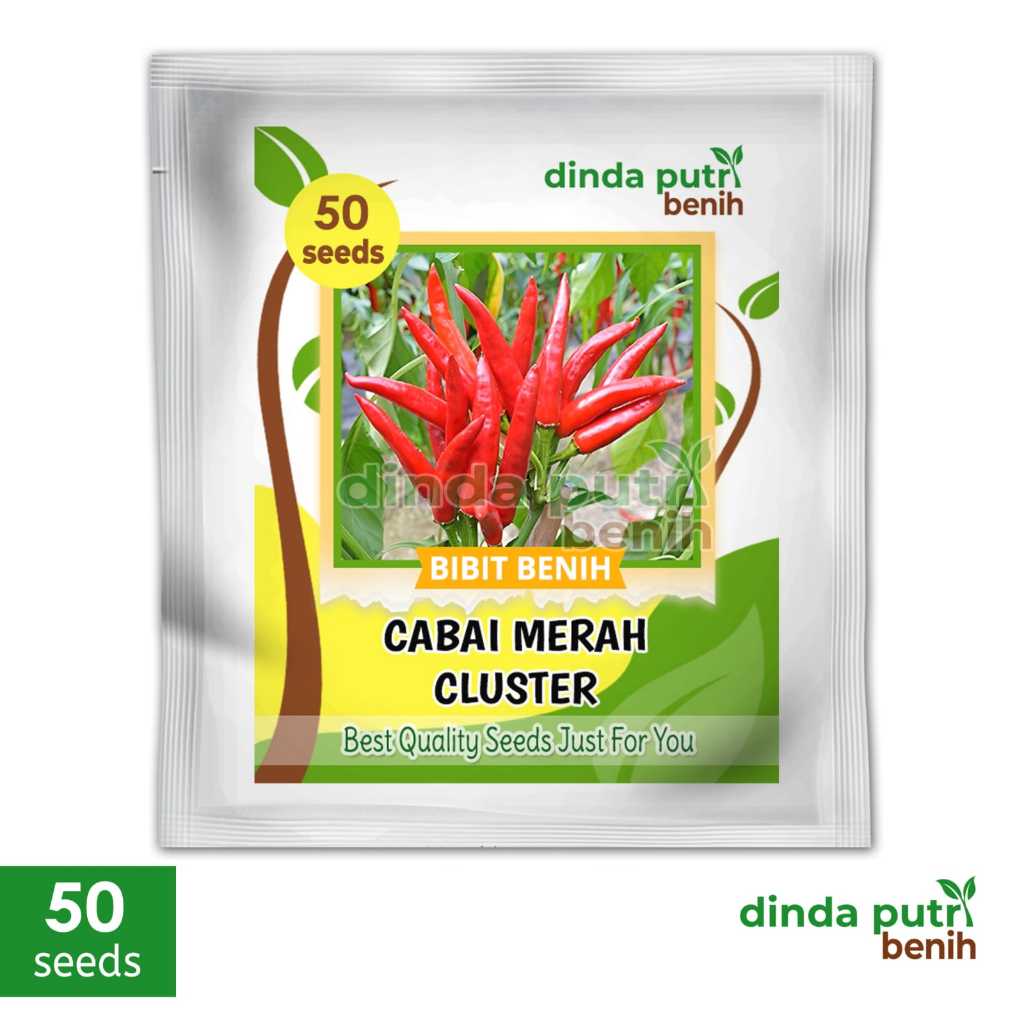Biji benih Cabai Merah Cluster 50biji, benih cabe rawit merah cluster