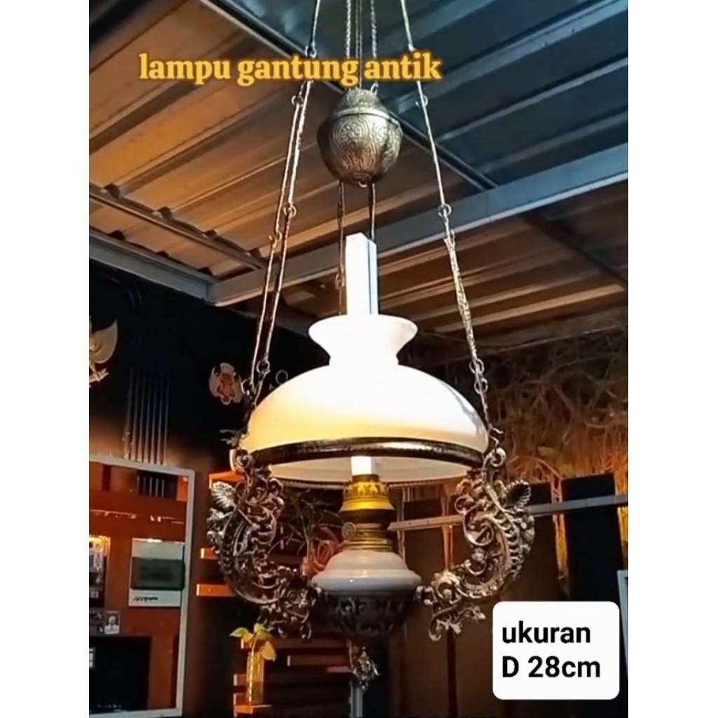 produk lokal Damar Antiq..LAMPU GANTUNG hias antik,klasik diameter 28CM
