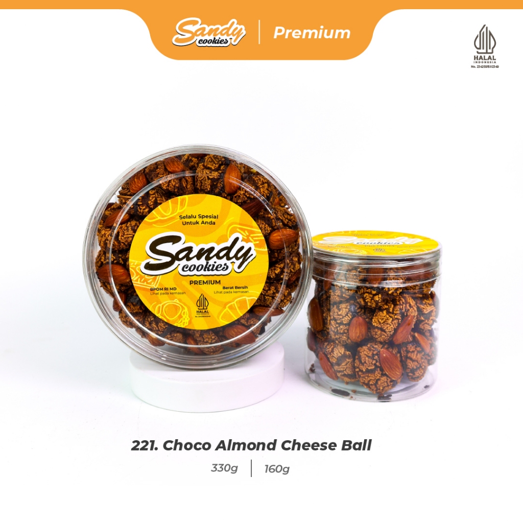 221. Choco Almond Cheese Ball - Kue Kering Sandy Cookies Premium