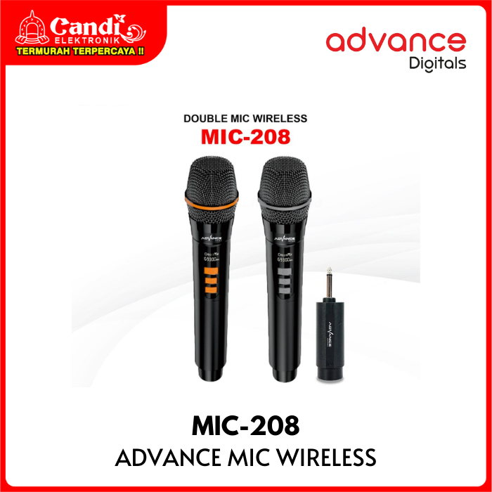 ADVANCE Dual Mic Microphone Wireless Anti Noise Mikrofon MIC-208