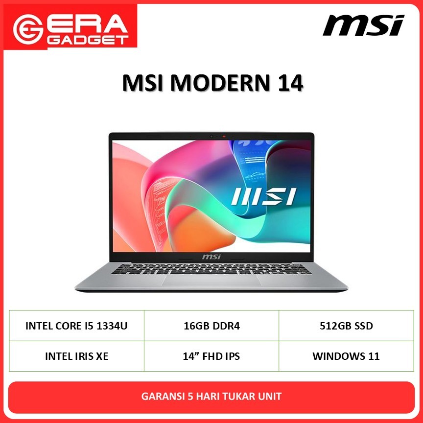 MSI Modern 14 I5 1334 8GB 512GB W11 14.0FHD 2Y