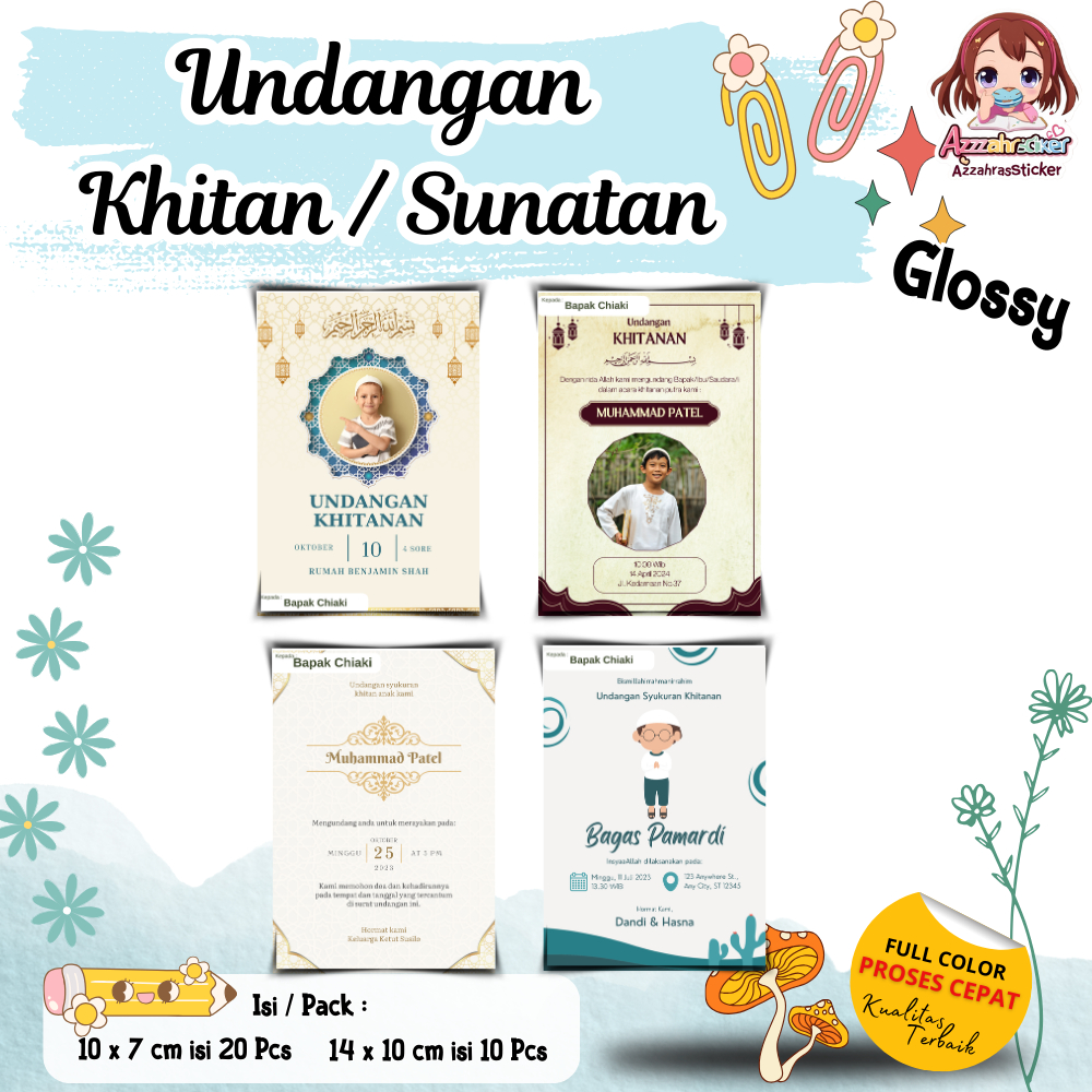 ( isi 20pcs,10pcs) P2 Undangan Khitan / Sunatan Untuk anak-anak