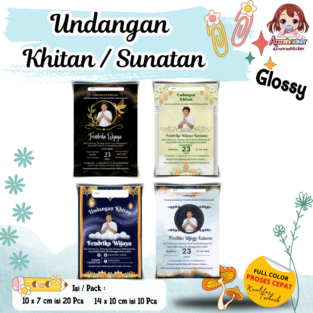 (Isi 20pcs, 10pcs ) P4 UNDANGAN KHITAN / Sunatan untuk anak-anak