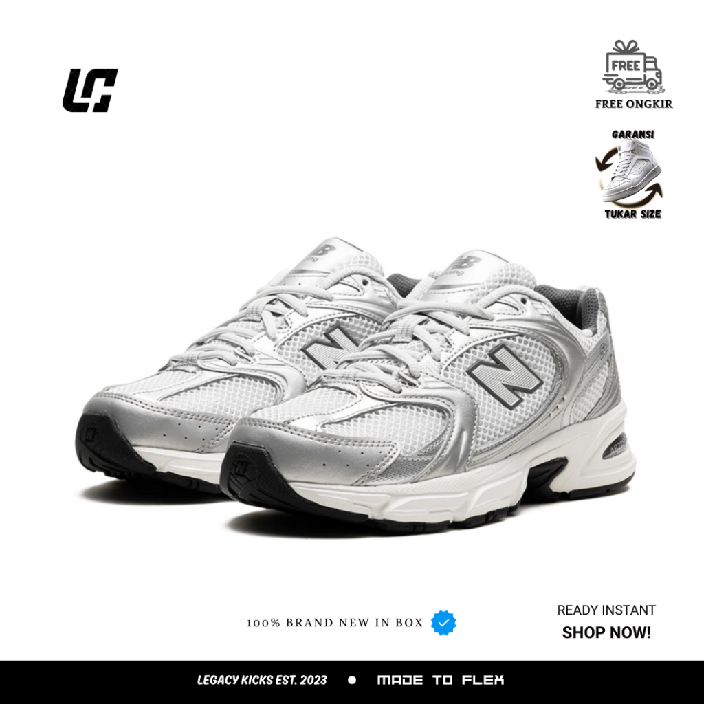 Legacy. - Sepatu NB 530 Grey Silver Metallic Casual Gym Olahraga Joging Pria Wanita Sport