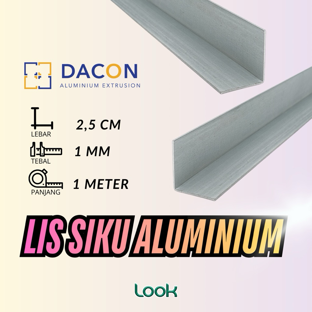 [1METER] Lis Siku L Alumunium Dacon 2.5 CM X 2.5 CM | Hardcase Lis Alumunium