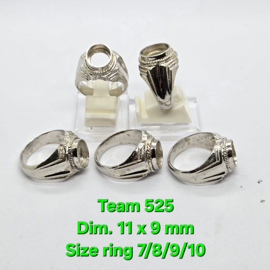 RING EMBAN ALPAKA SUPER DIM 11X9 TANAM MOTIF POLOS CEKUNG TENGAH/ PENGIKAT RING CINCIN BATU AKIK ECE