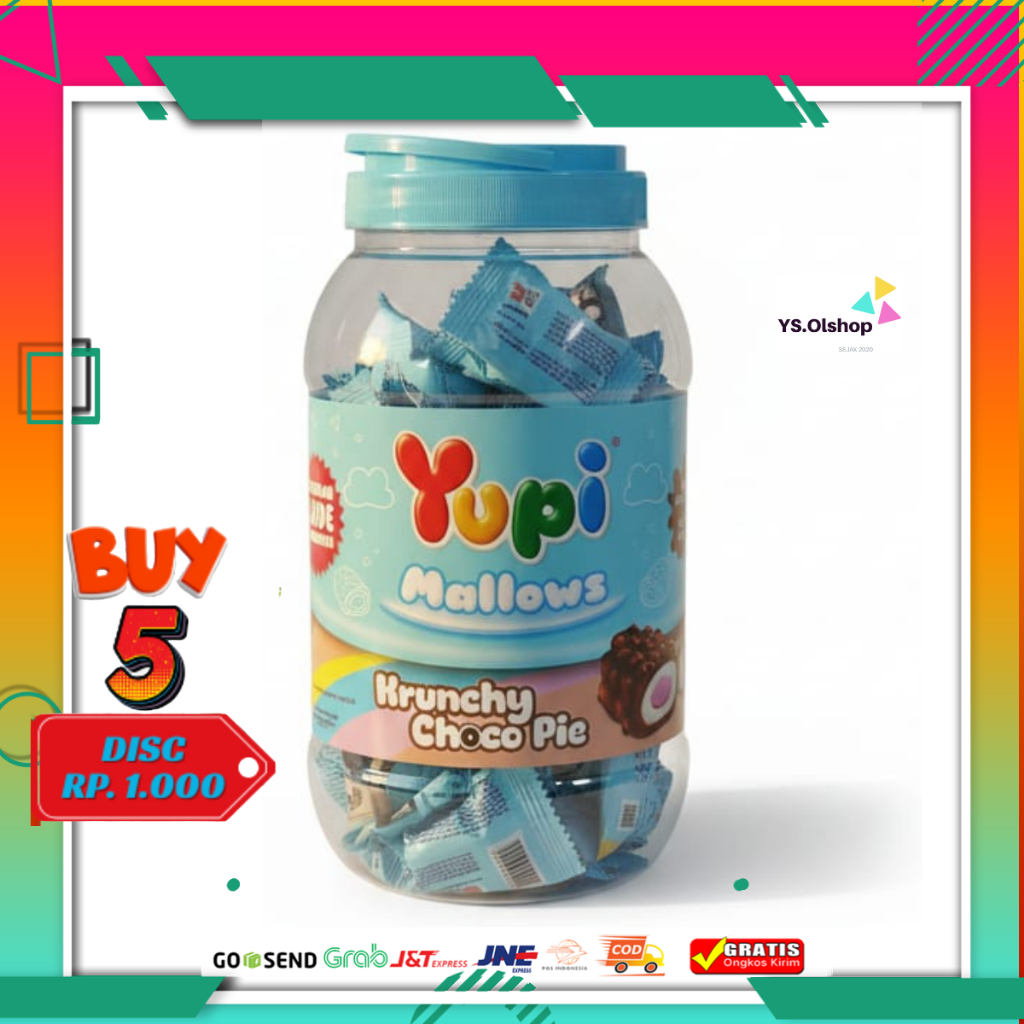 Yupi Toples Marshmallow salut Cokelat Mallows Krunchy Choco Pie 18 pcs x 144 Gr