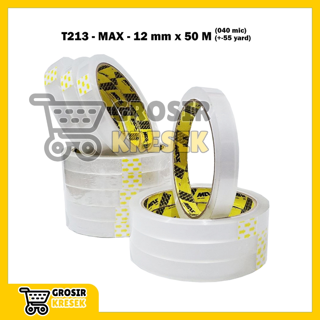 T213 Isolasi Bening Plester Kecil MAX 12mm 50m = 55yrd (40mic - core black)