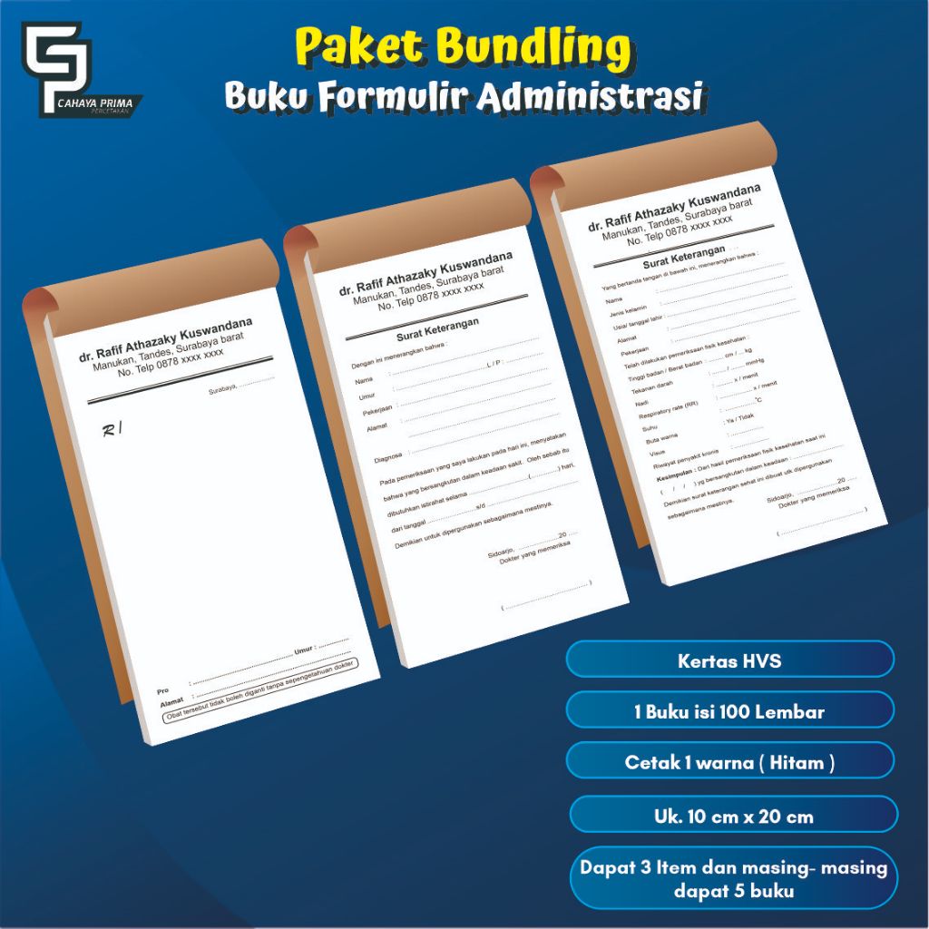 [PAKET BUNDLING] Buku SAKIT RESEP SEHAT KWITANSI Praktek Dokter Mandiri Spesialis gigi | umum | spes