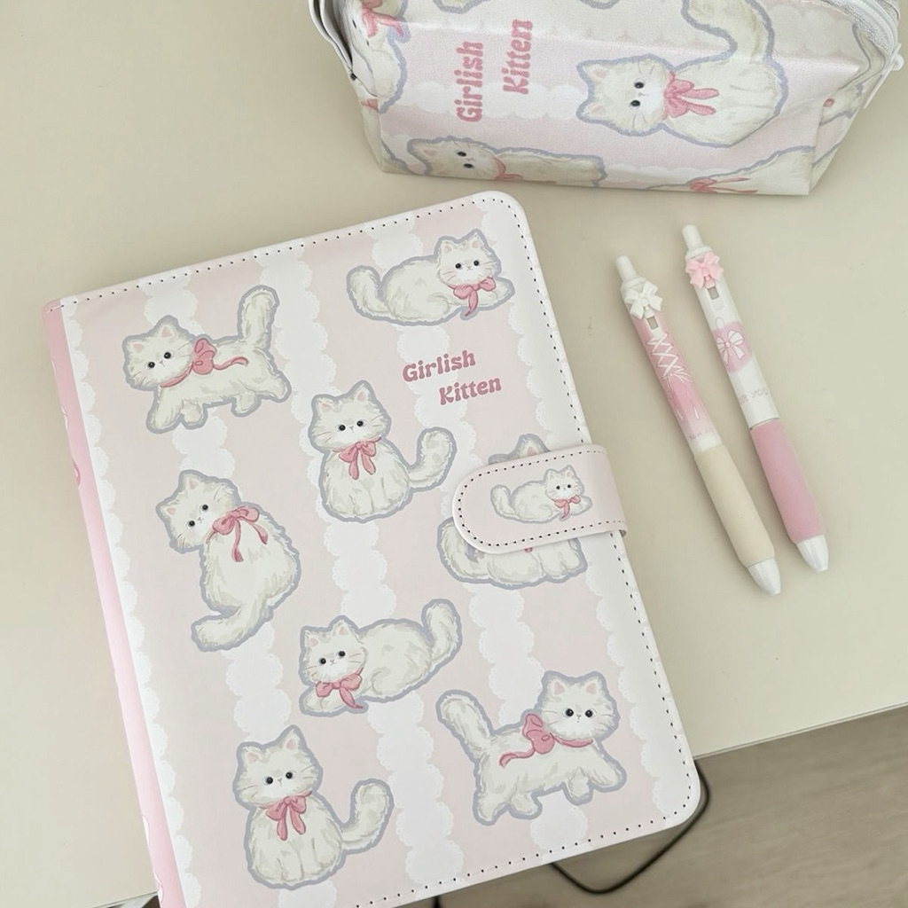 Mocorie - Coquette Pink Ribbon Binder / Binder Coquette Motif Pita Pink / Binder Ukuran A5 Coquette 