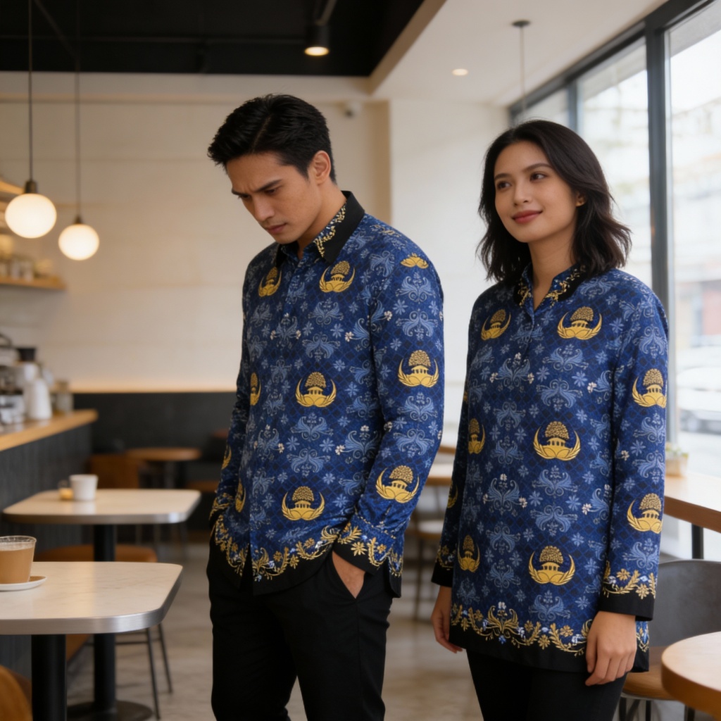 Berlanc Kemeja Batik Korpri Wanita & Pria Katun 100% S-5XL