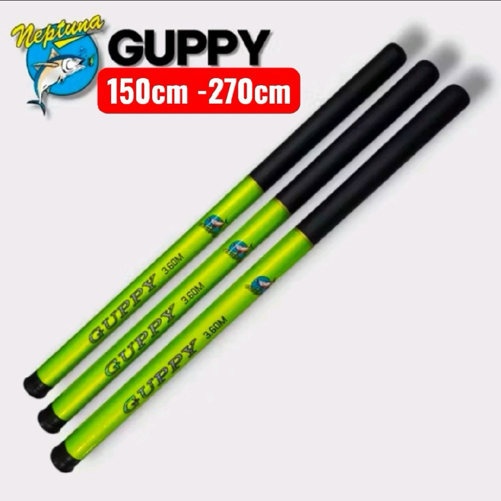 Joran Tegek Neptuna GUPPY Ruas Pendek Bahan Fiber Spek Lentur Harga Murah untuk Pancingan Profesiona