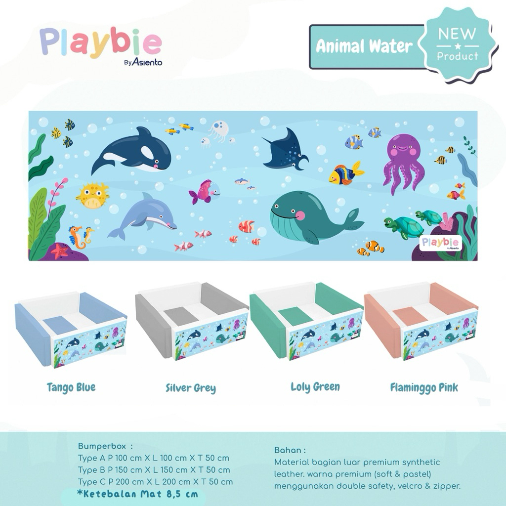 Playbie Playmat Bumper Bed / Bumper Box Sea Animals  Series Kombinasi 150x150