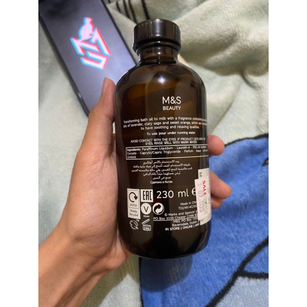M&S Balance Apothecary Fragranced With Lavender / Sweet Orange / Clary Sage / Cedar Wood Bath Oil 23