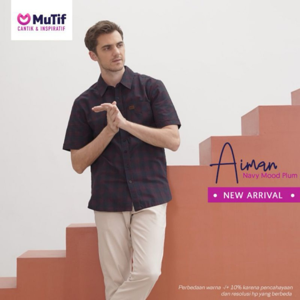 MUTIF MAN AIMAN NAVY MOOD PLUM/KEMEJA DEWASA/KEMAJA KEKINIAN/KEMEJA TERBARU 2025
