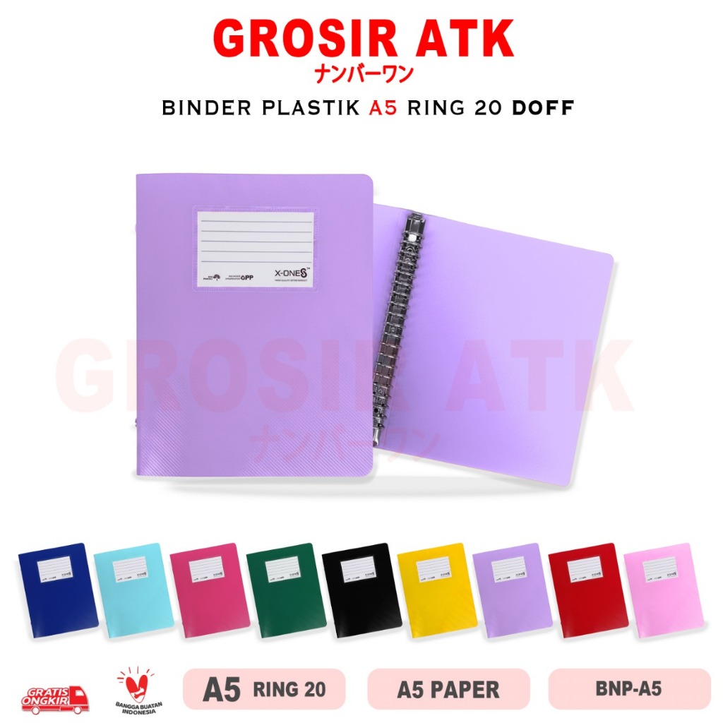 Grosir ATK - COVER BINDER PLASTIK TEBAL UKURAN A5 RING 20 BINDER FILE UKURAN A5