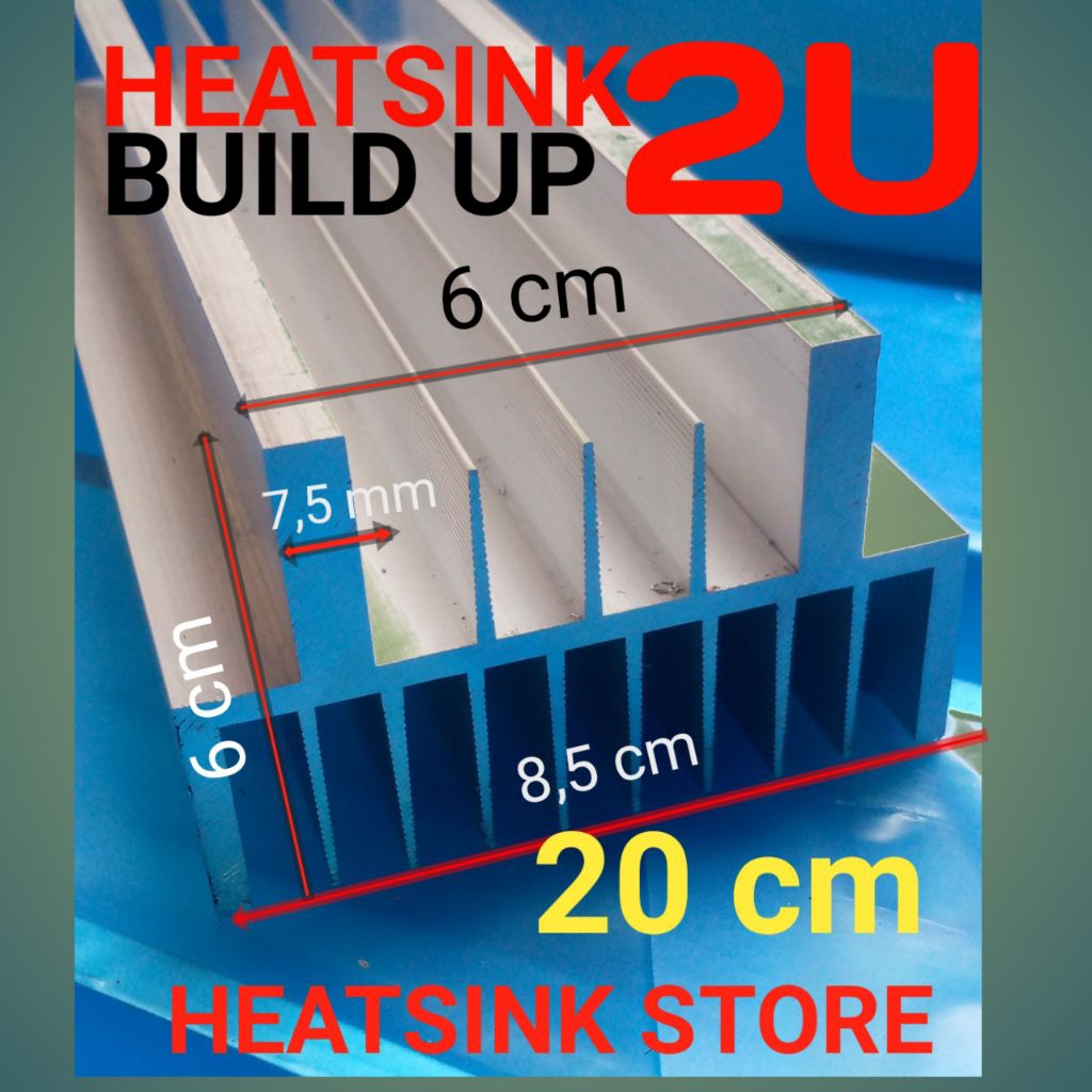heatsink/pendingin 2U putih dengan kualitas terbaik pnjg 20cm dengan ketebalan 7, 5 ml, bandar power