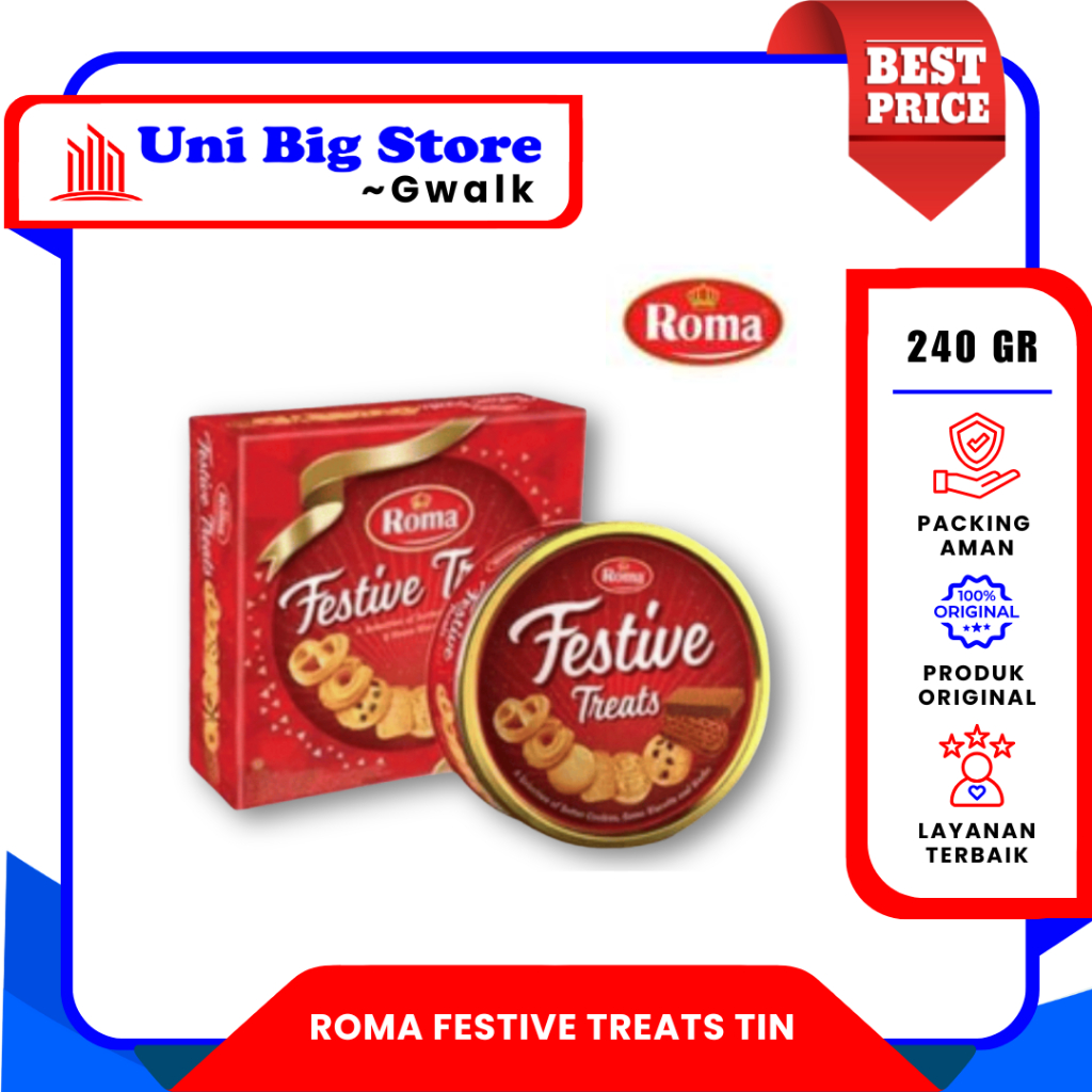 Roma Festive Treats TIN  Roma Biskuit Kaleng ~ 240GR