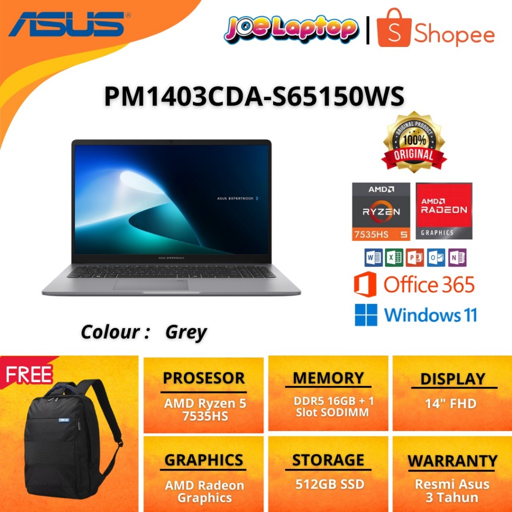 Asus Expertbook PM1403CDA-S65150WS Grey Ryzen 5 7535HS Win11 OHS
