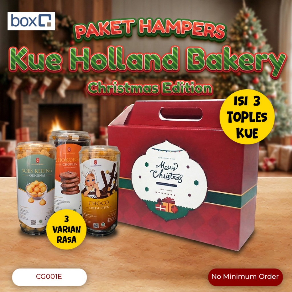 Parcel Box Goodies Christmas / Box Hampers Natal / Box Kue Holland Sus Kering – Choco Cheesestick – 