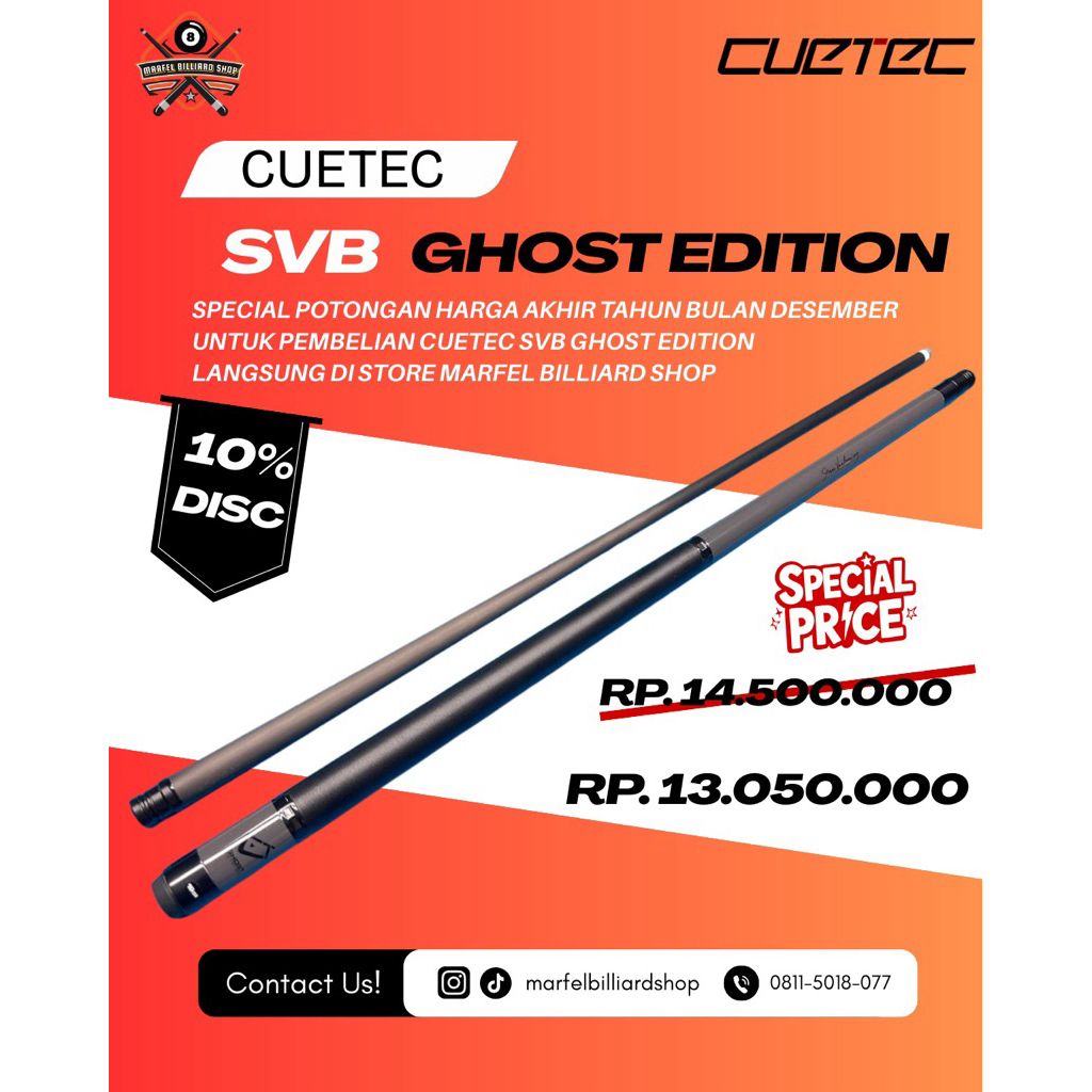 Stick Billiard Cuetec SVB Ghost Edition Baru