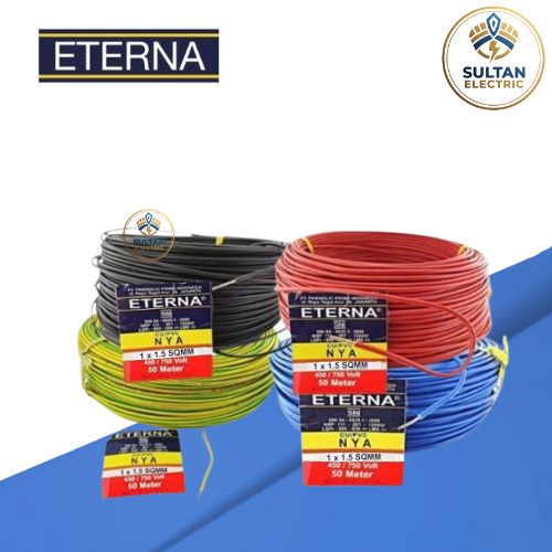 Eterna Kabel Listrik 1.5mm 100m SNI Asli [100 meter] Kabel Eterna NYA 1x1,5 @100m 1x1.5 tunggal kawa