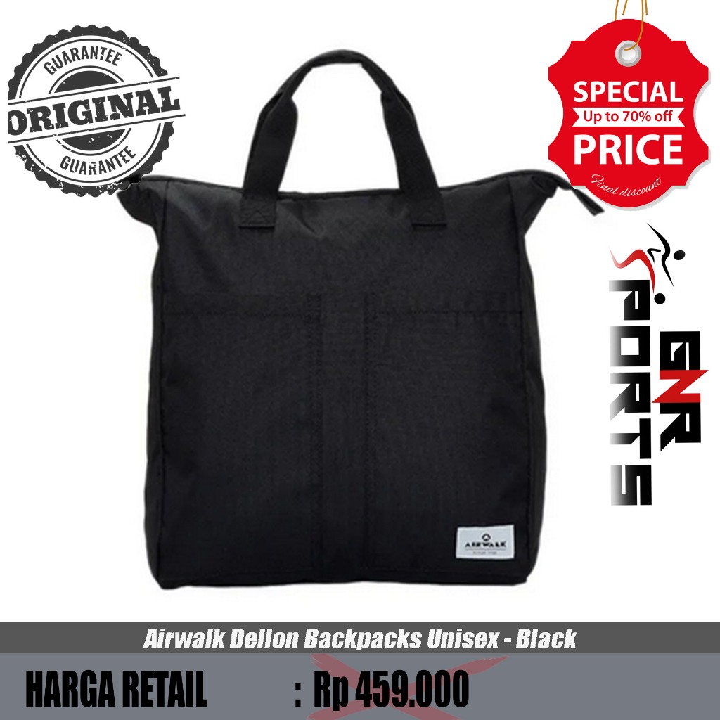 Tas Airwalk Dellon Backpacks Unisex - Black Original 100%