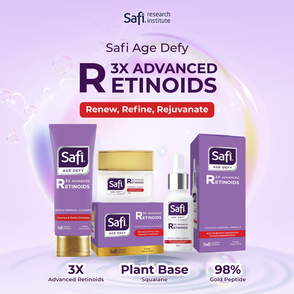 Safi Age Defy 3X Advanced Retinoid Serum Gentle Cleanser Moisturizer Retinoid