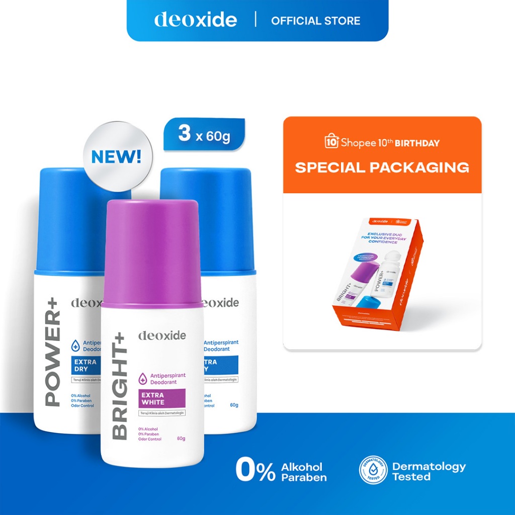 [Shopee Special 10th Birthday] Deoxide Antiperspirant Deodorant Roll On POWER+ For Hyperhidrosis 2 P