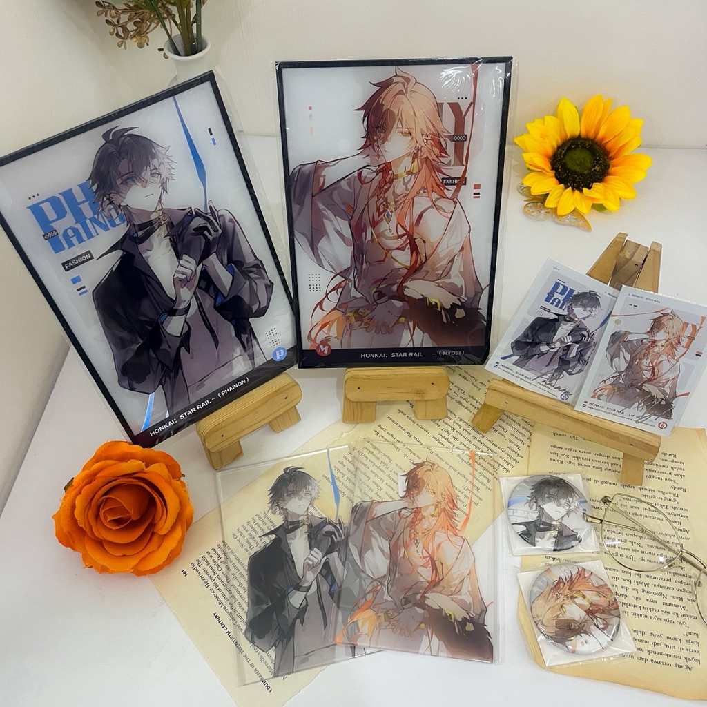 Honkai Star Rail HSR Phainon x Mydei Phaidei by Iron Transparent Card Acrylic Glittter Shikishi Pola