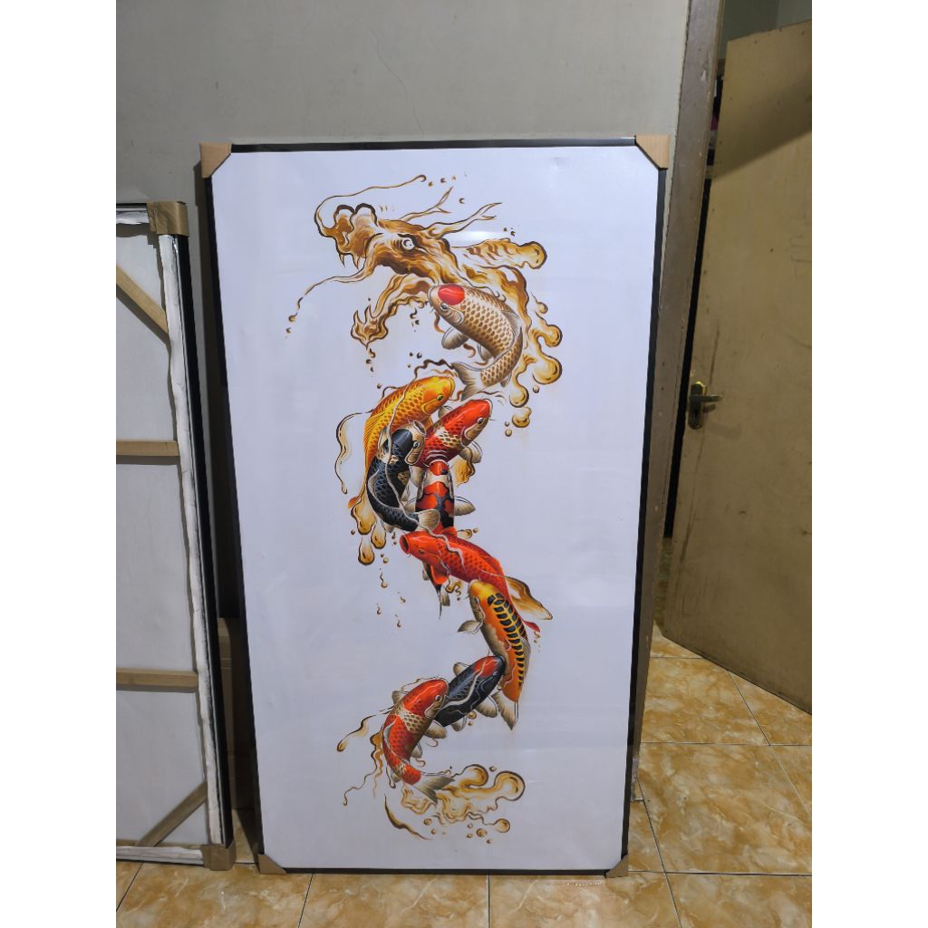 lukisan ikan koi naga original handmade art painting