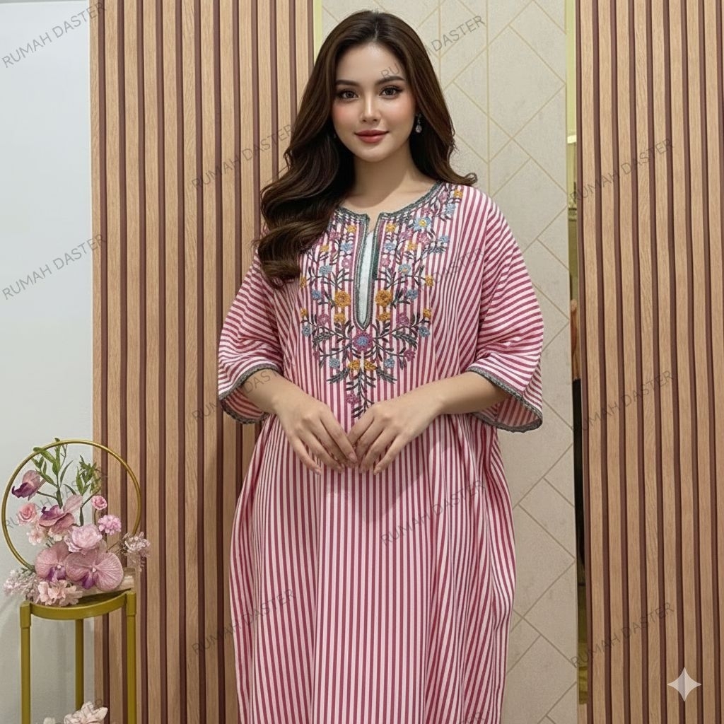 DASTER BORDIR MOTIF SALUR RAYON VISCOSE TANGAN 3/4