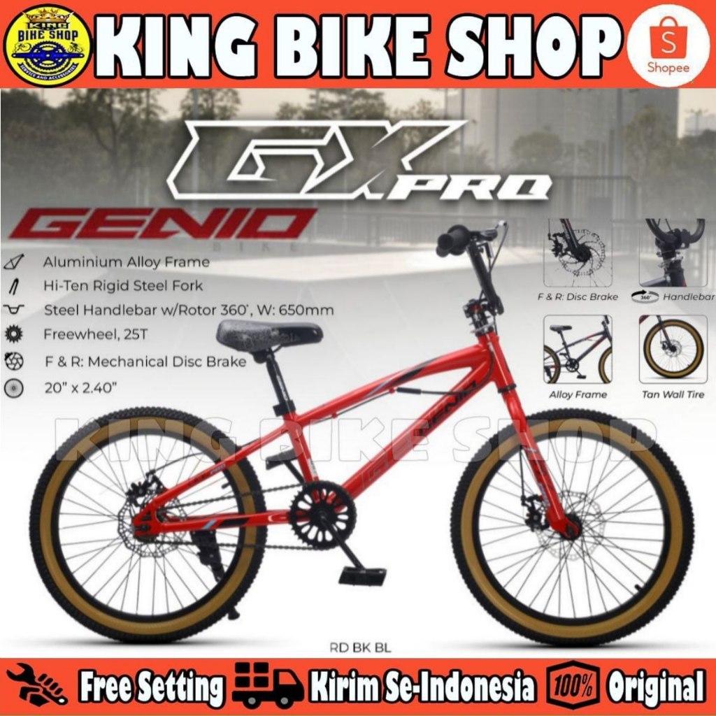 Sepeda Anak Laki BMX GENIO GX PRO BY UNITED Rotor Frame Alloy Ukuran 20 Inch Discbrake