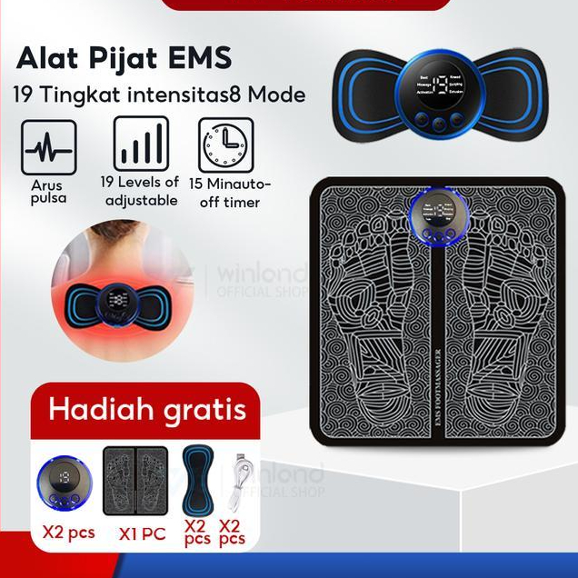 Speeds Living - Ems Pijat Kaki Pad Mat Original / Ems Foot Massager +Mini Massage Sticker Wajah