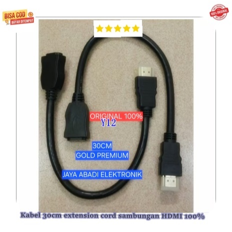 Y47 SAMBUNGAN HDMI ORI 100% MALE TO FEMALE PERPANJANGAN PANJANG KONEKTOR CONNECTOR 0.3 METER 1080 FU