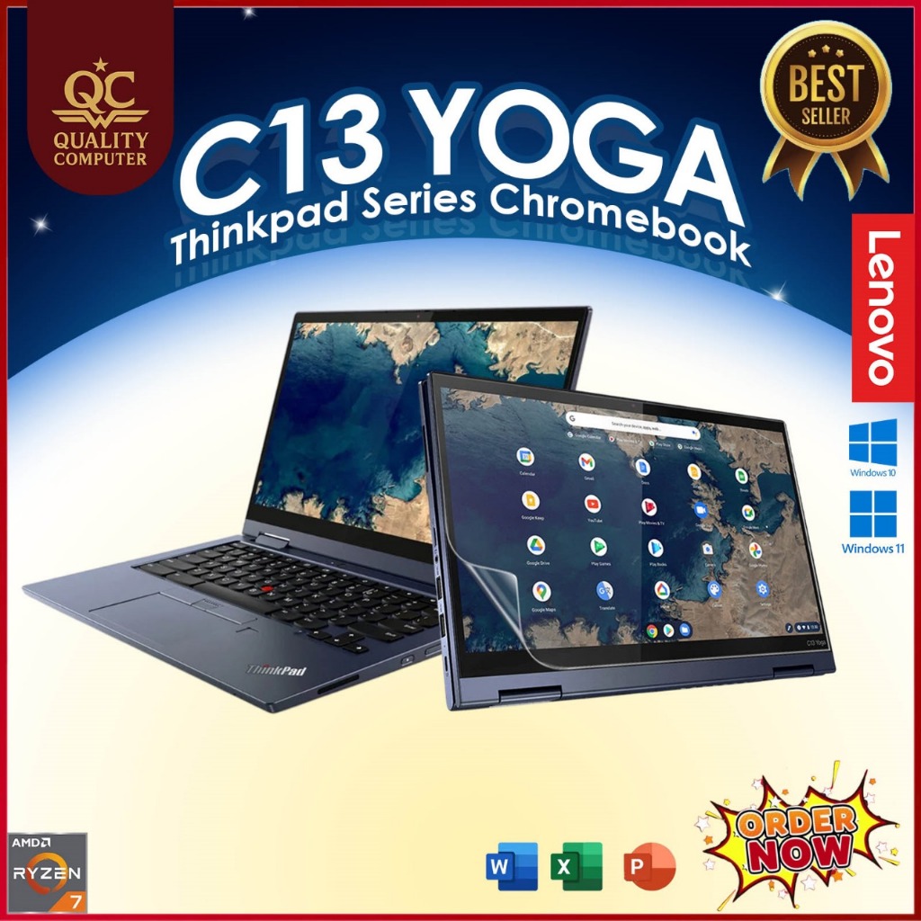 Lenovo Thinkpad C13 Yoga Touch Chromebook Ryzen 5 3500C RAM 8GB SSD 256GB Bergaransi